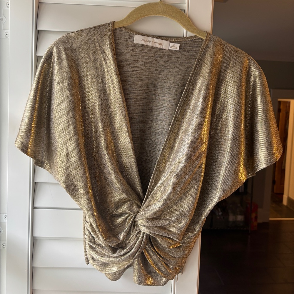 bishop + young Metallic Gold Top